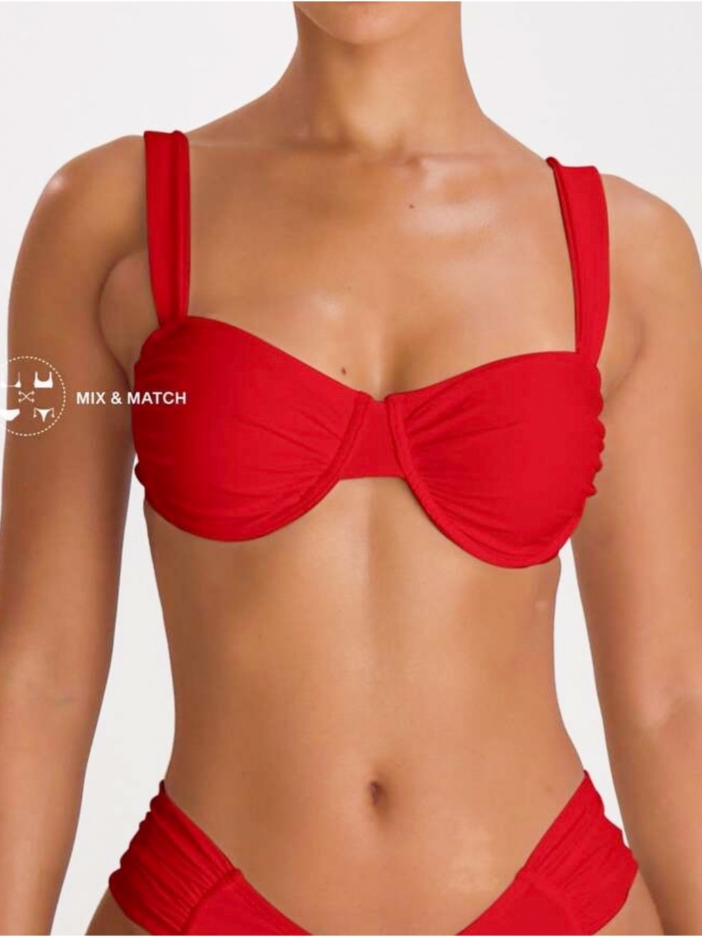 NWOT Red Underwire Ruched Bikini Top - Women Swim